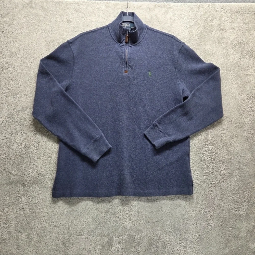Polo Ralph Lauren Sweater Mens Medium Blue Long‎ Sleeve Quarter Zip Pullover